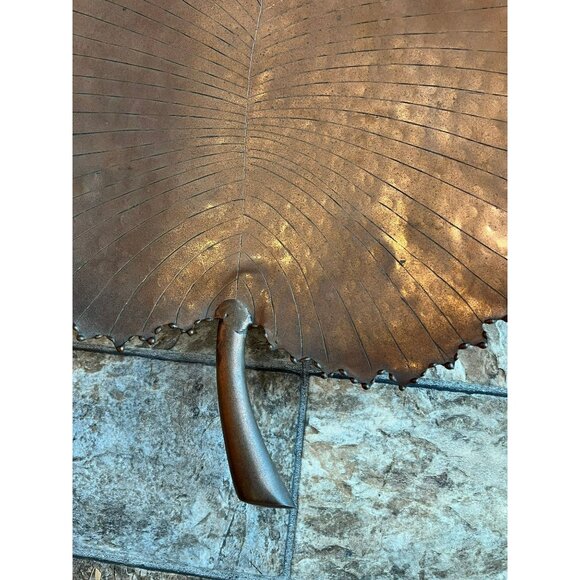 Vtg 1970's Solid Copper Hackberry Leaf Decorative Serving Dish Hand Hammered - Picture 7 of 10